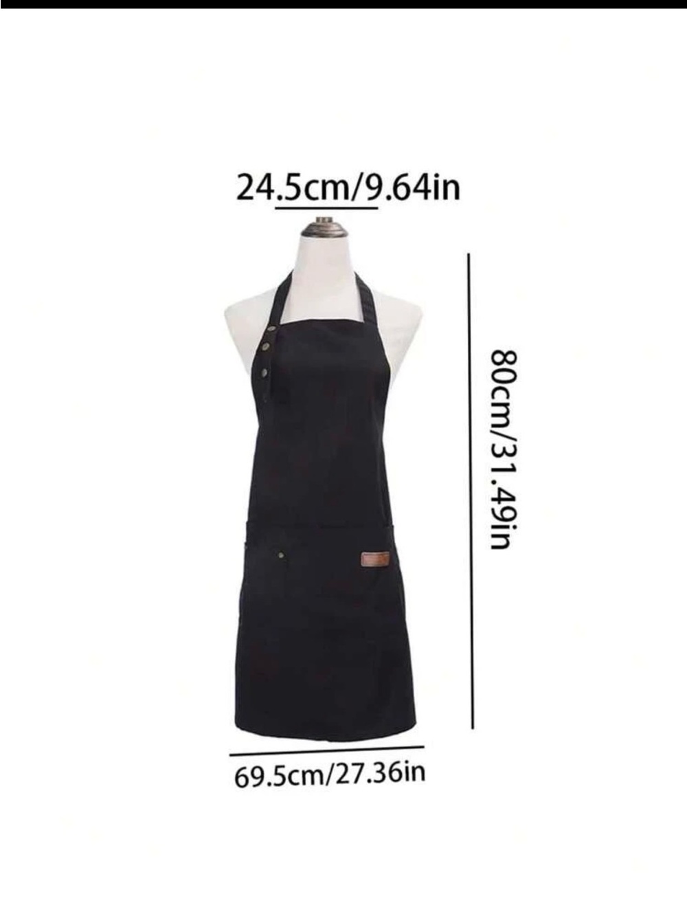 Black Adjustable Canvas Apron with Front Pocket